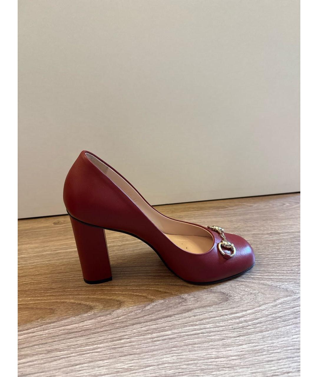 GUCCI Красные кожаные туфли, фото 7