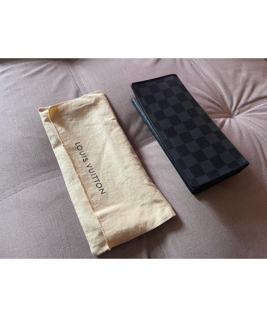 LOUIS VUITTON Черный кожаный кошелек, фото 2