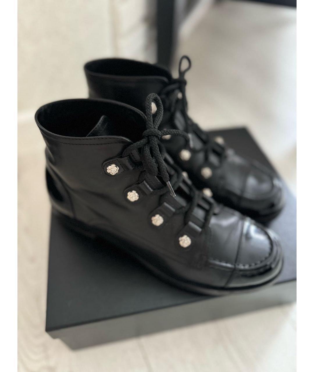 CHANEL Черные кожаные ботинки, фото 5