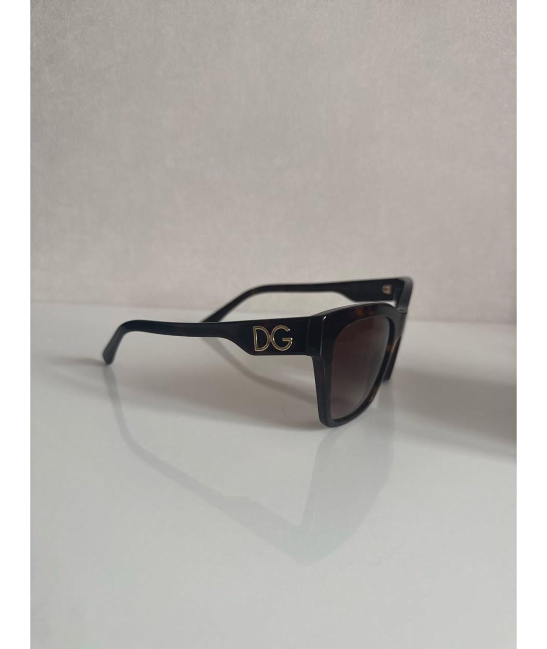 DOLCE&GABBANA Коричневые пластиковые солнцезащитные очки, фото 2