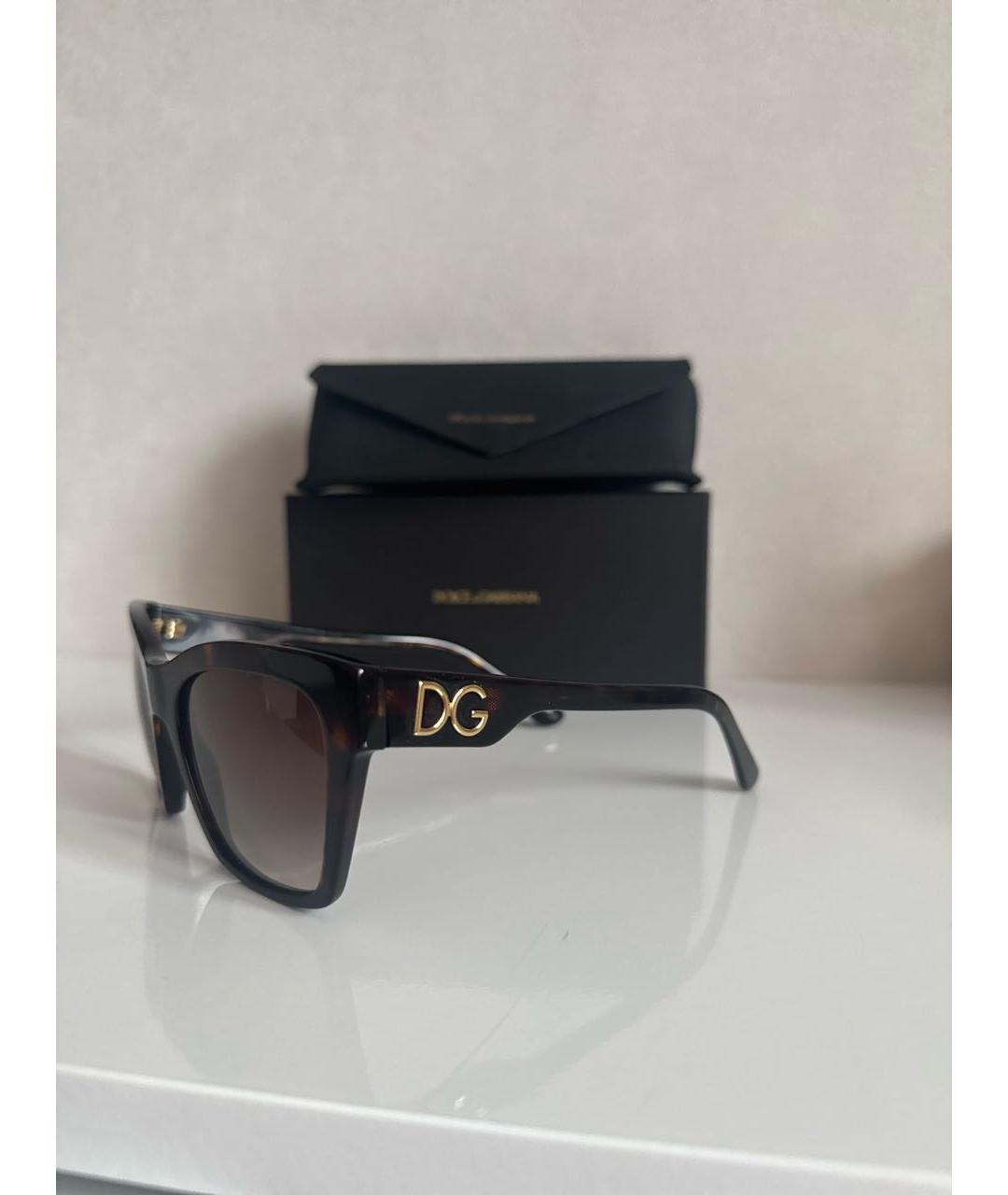 DOLCE&GABBANA Коричневые пластиковые солнцезащитные очки, фото 7
