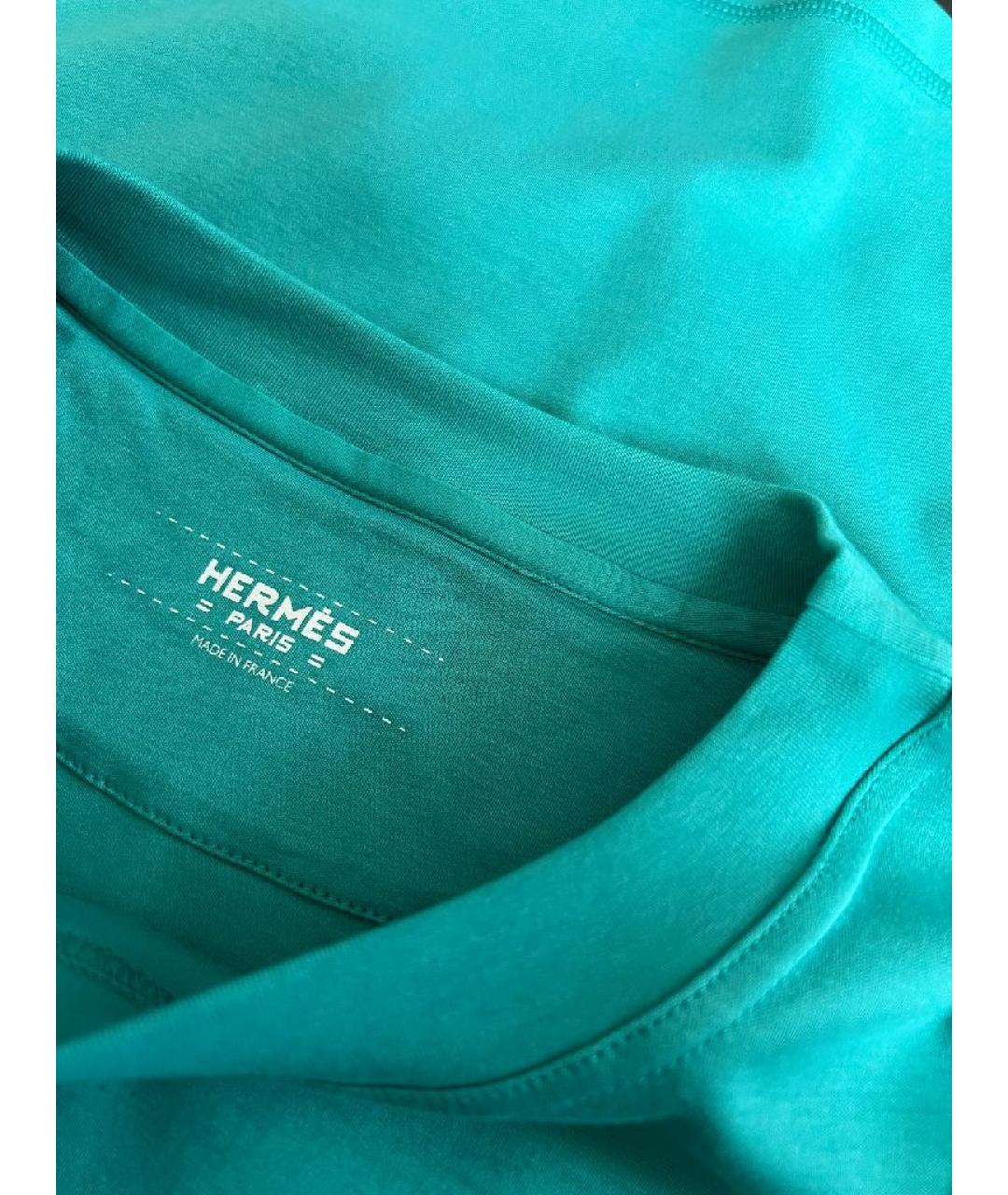 HERMES Голубая хлопковая футболка, фото 3