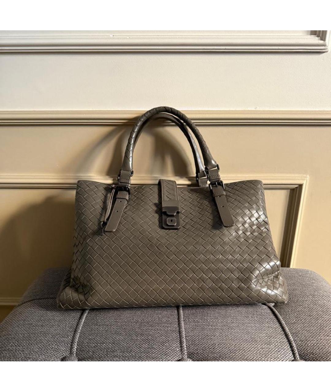 BOTTEGA VENETA Серая кожаная сумка тоут, фото 5