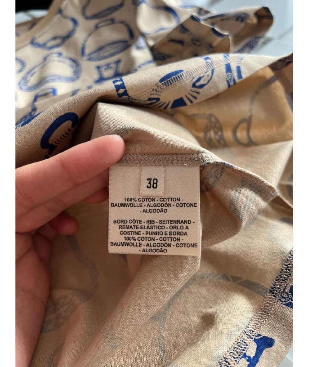 HERMES Коричневая хлопковая футболка, фото 8