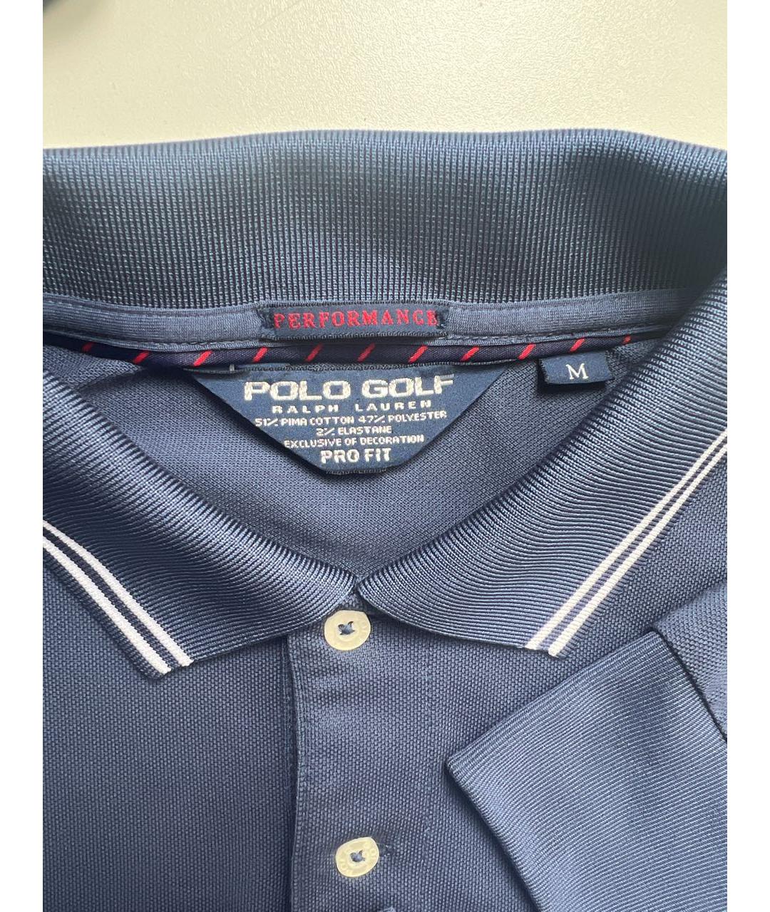 POLO RALPH LAUREN Голубое хлопко-эластановое поло с длинным рукавом, фото 3
