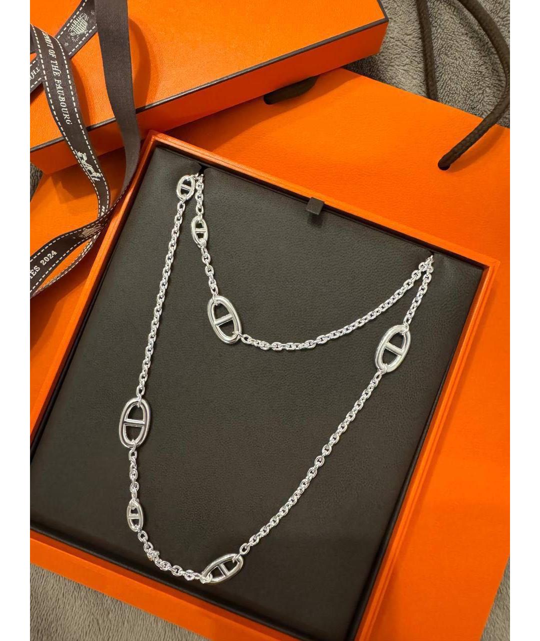 HERMES Серебряное серебряное колье, фото 4