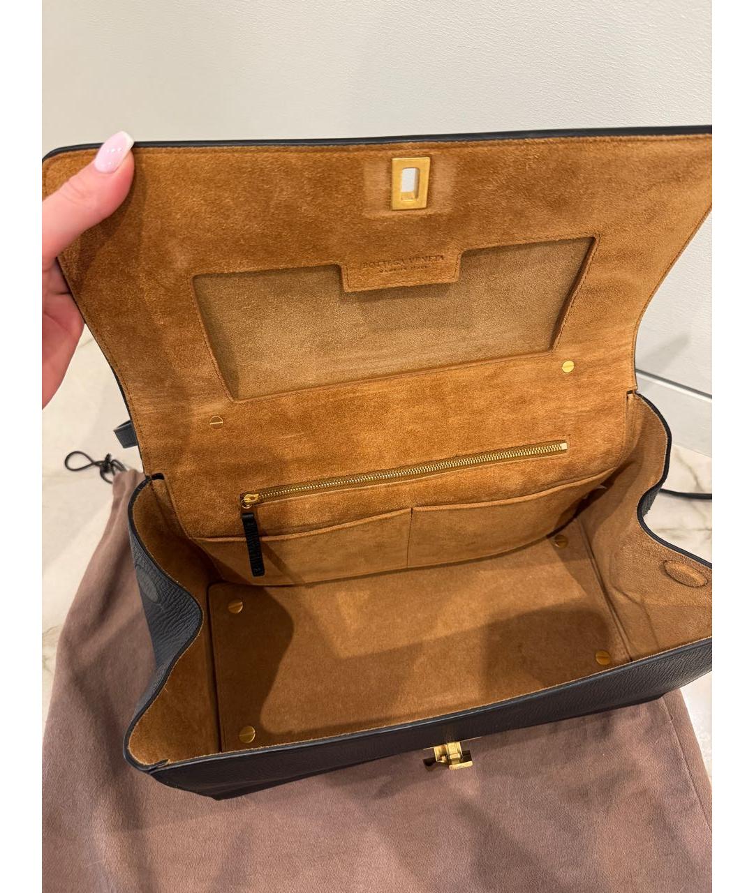BOTTEGA VENETA Черная кожаная сумка через плечо, фото 4