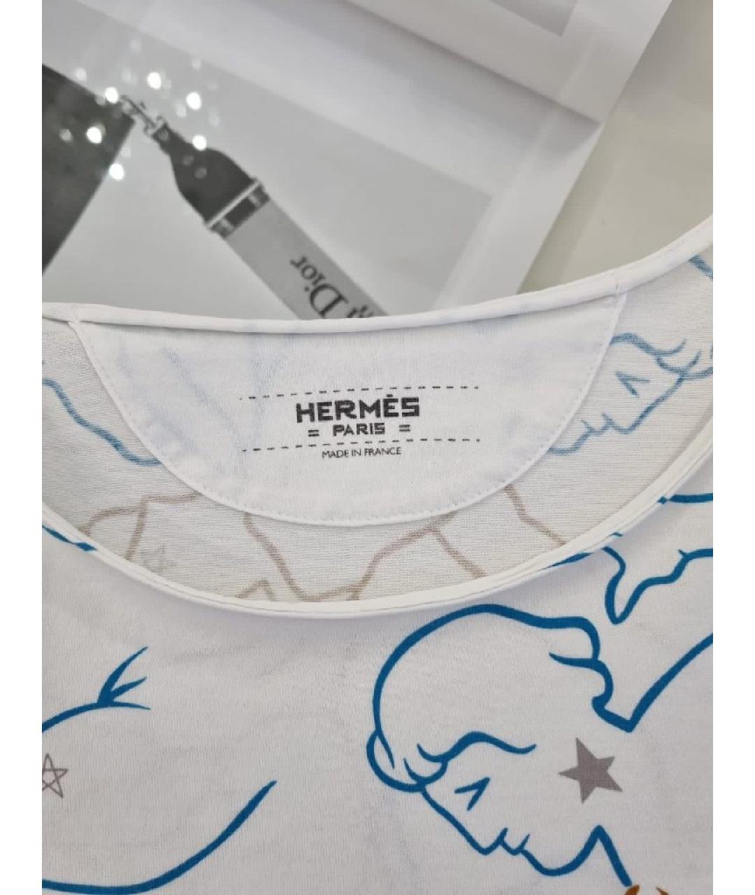 HERMES Белая хлопковая футболка, фото 3