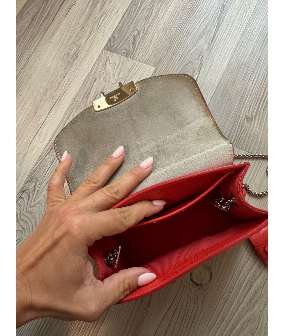FURLA Красная кожаная сумка через плечо, фото 4