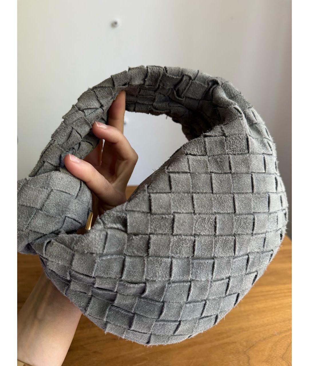 BOTTEGA VENETA Серая замшевая сумка с короткими ручками, фото 4