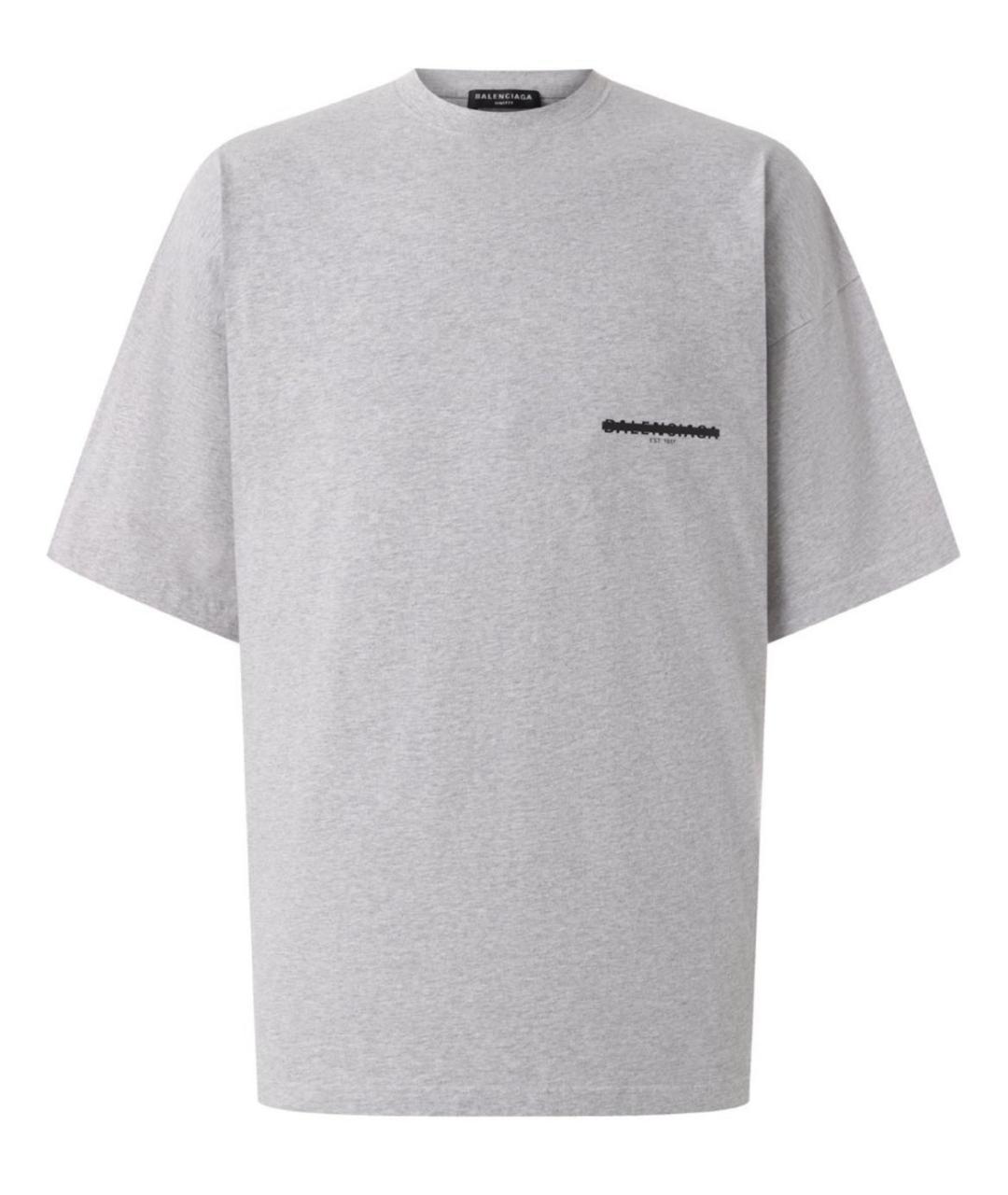 BALENCIAGA Серая хлопковая футболка, фото 1