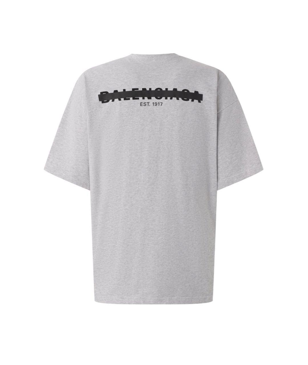 BALENCIAGA Серая хлопковая футболка, фото 2