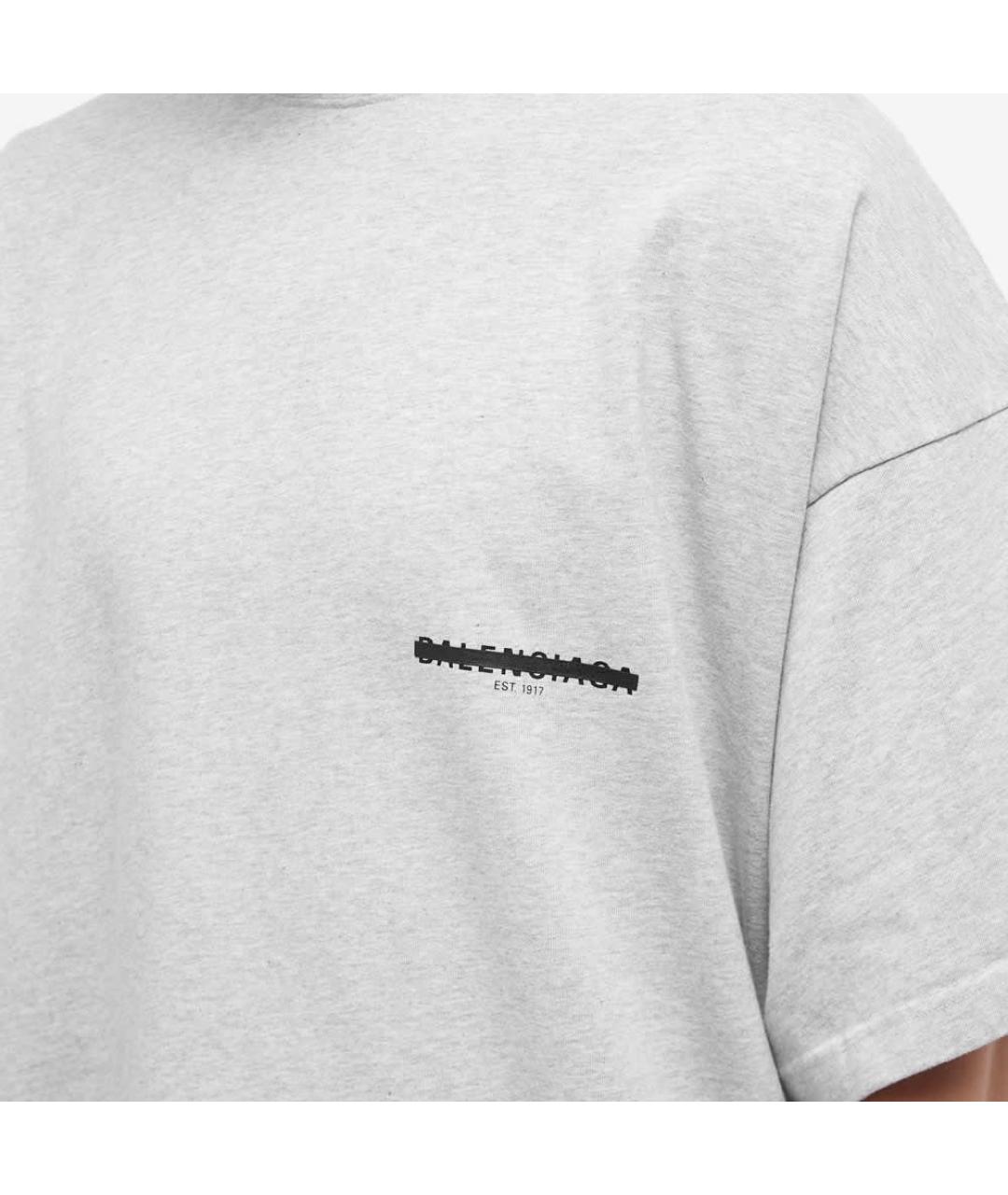 BALENCIAGA Серая хлопковая футболка, фото 7