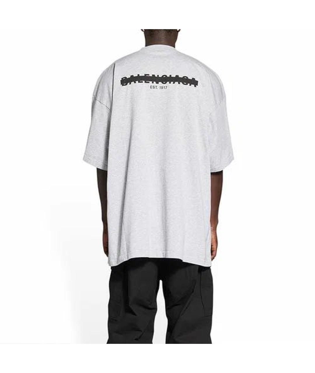 BALENCIAGA Серая хлопковая футболка, фото 5