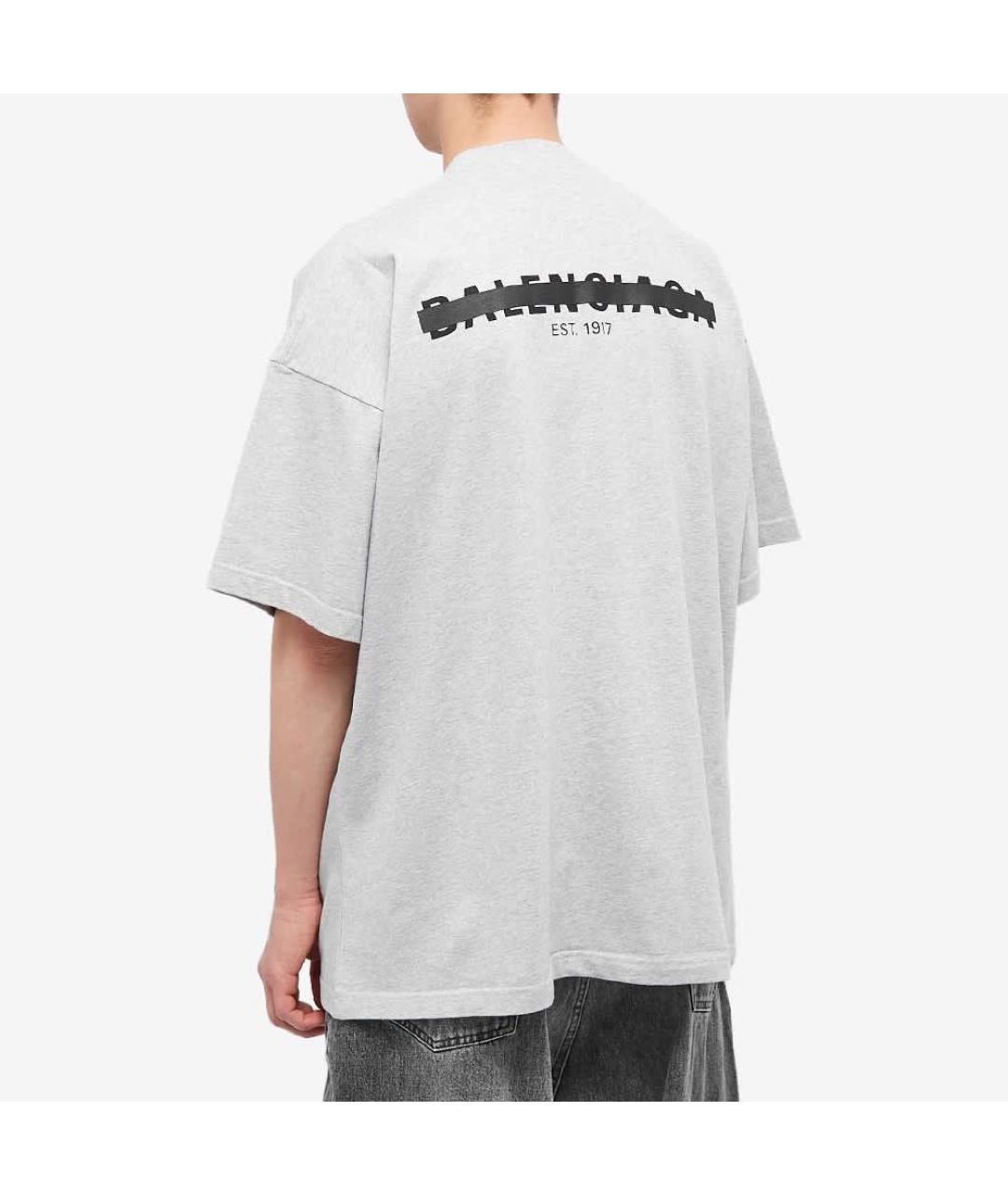 BALENCIAGA Серая хлопковая футболка, фото 6