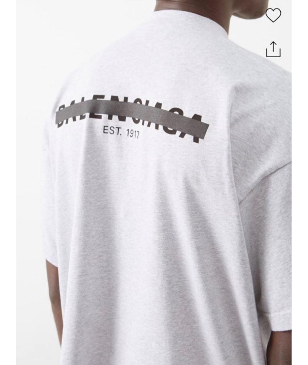 BALENCIAGA Серая хлопковая футболка, фото 8