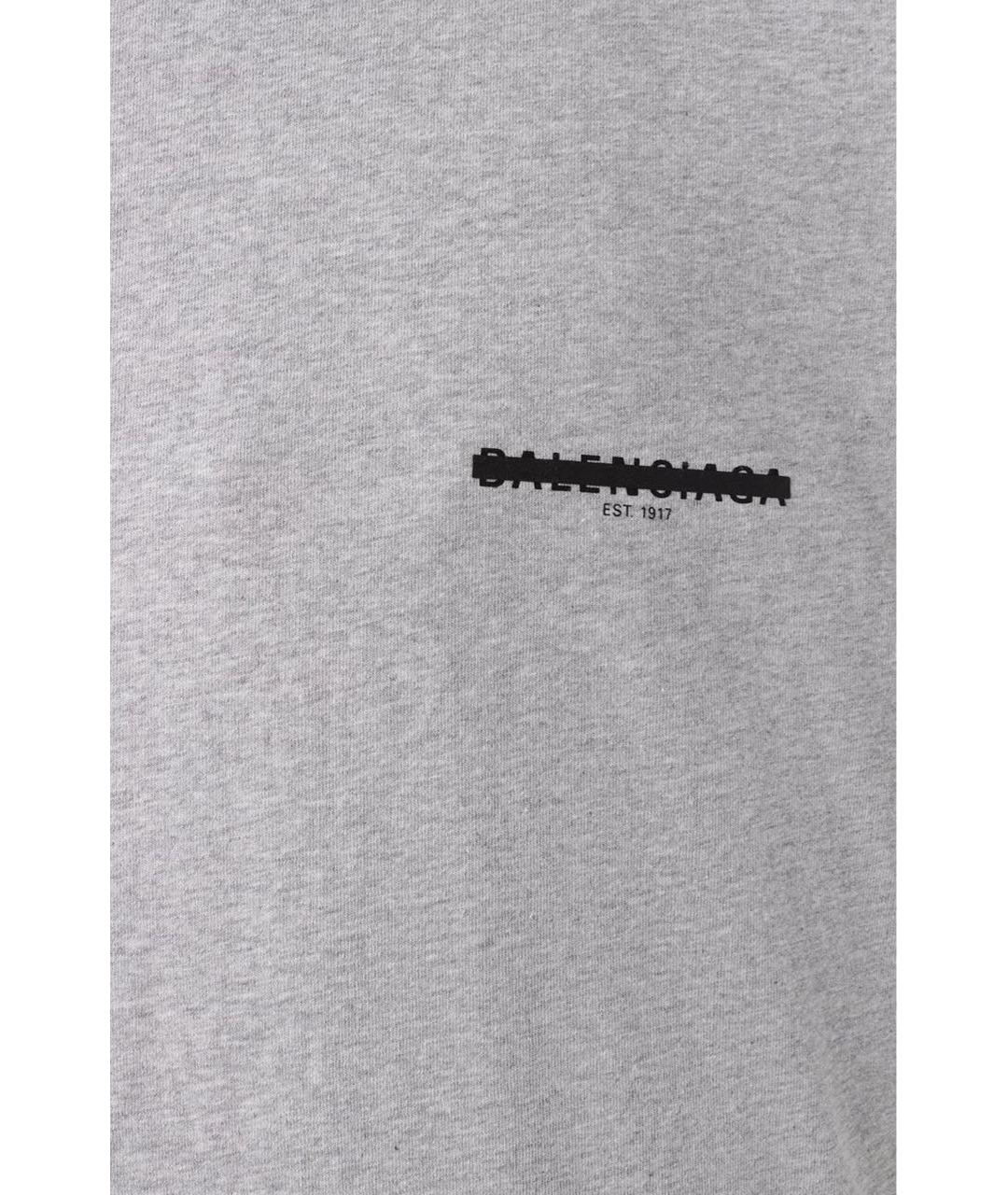 BALENCIAGA Серая хлопковая футболка, фото 3