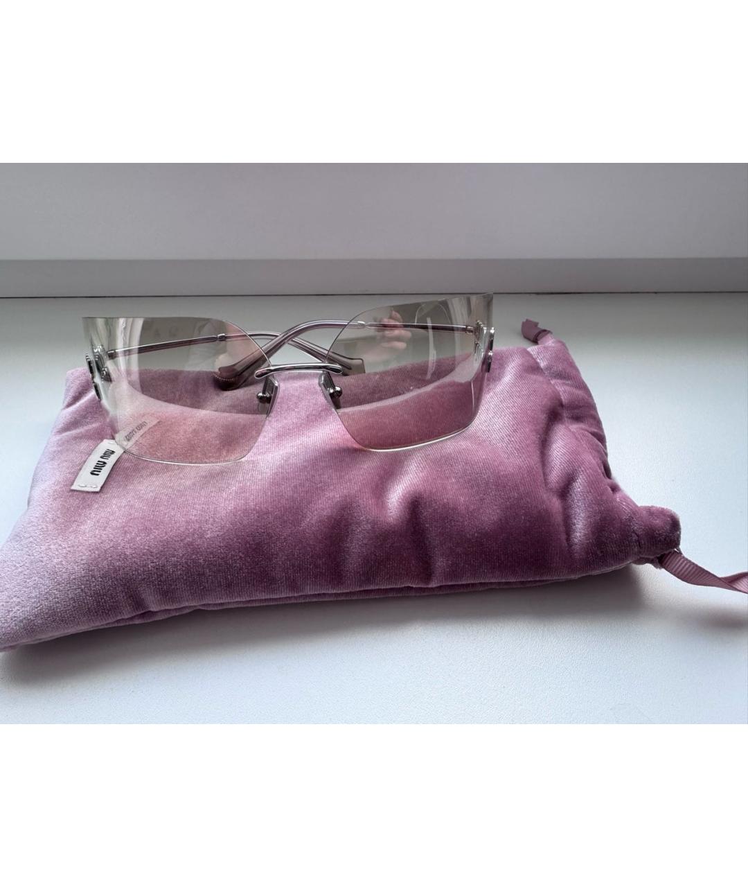 MIU MIU Серебряные пластиковые солнцезащитные очки, фото 7