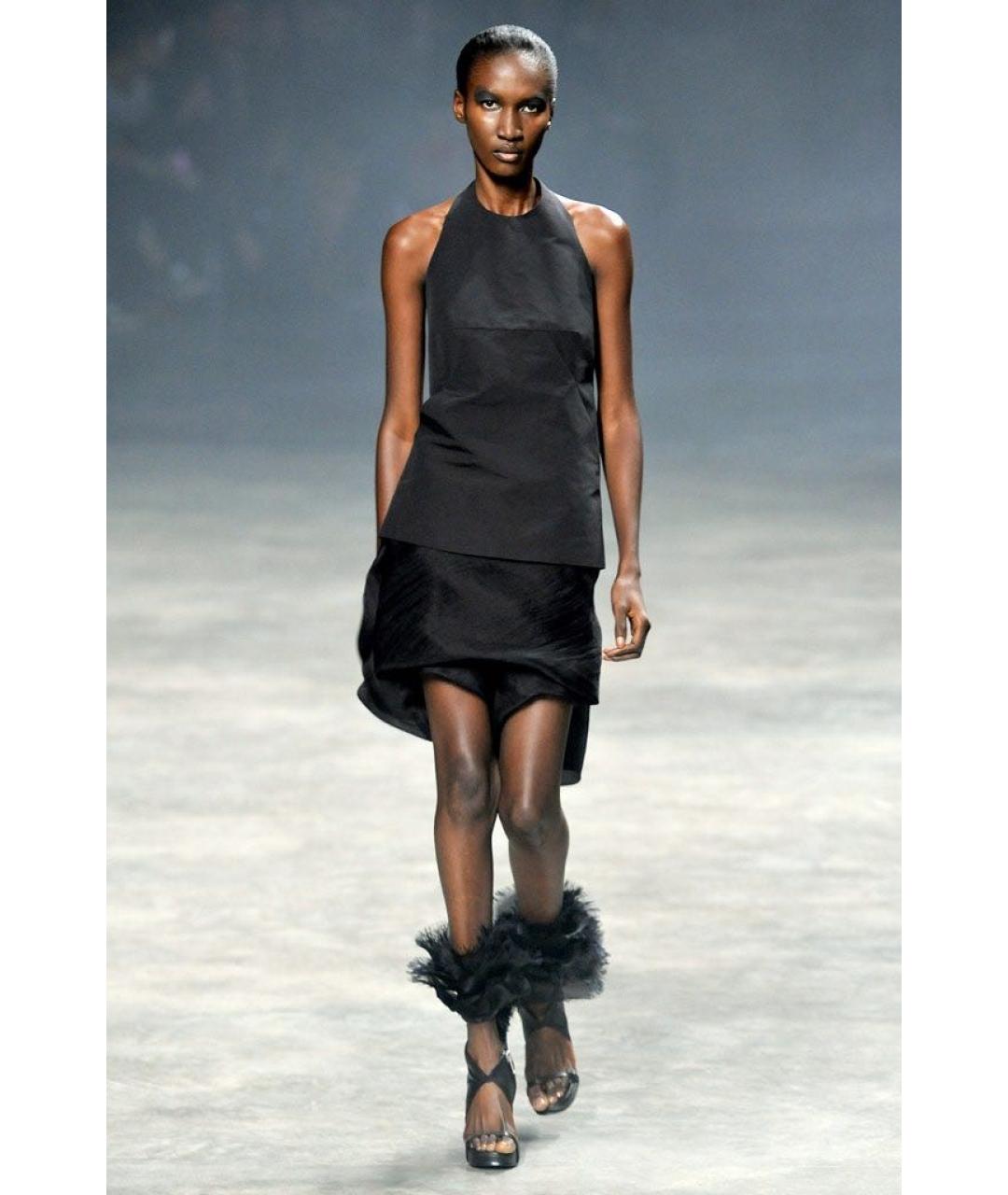 RICK OWENS Черная шелковая юбка-шорты, фото 2