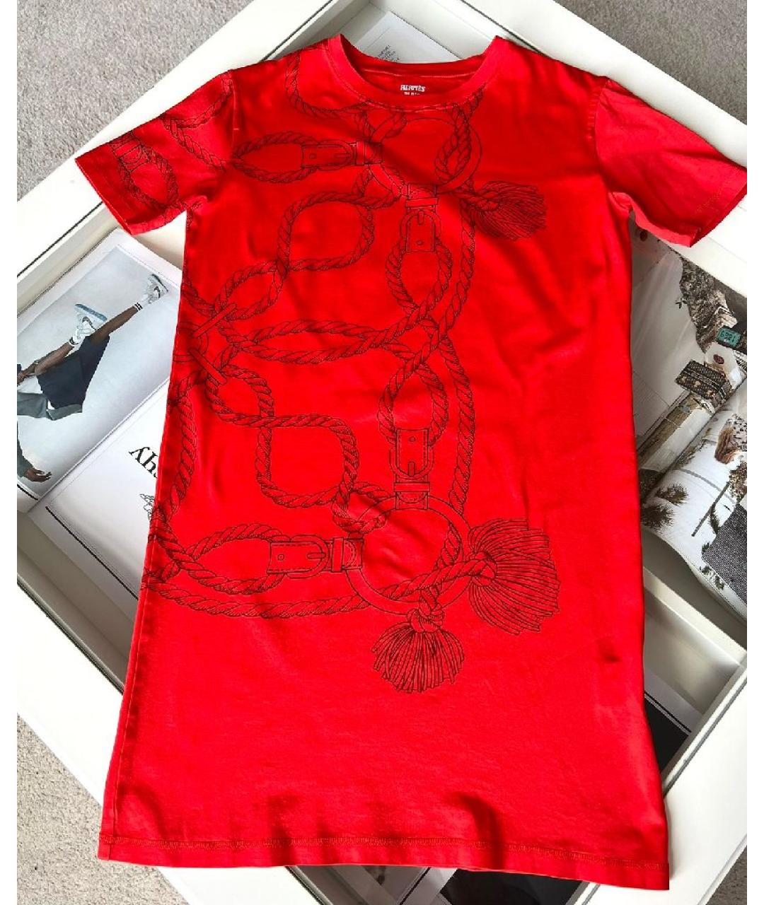 HERMES Бордовое хлопковое повседневное платье, фото 8
