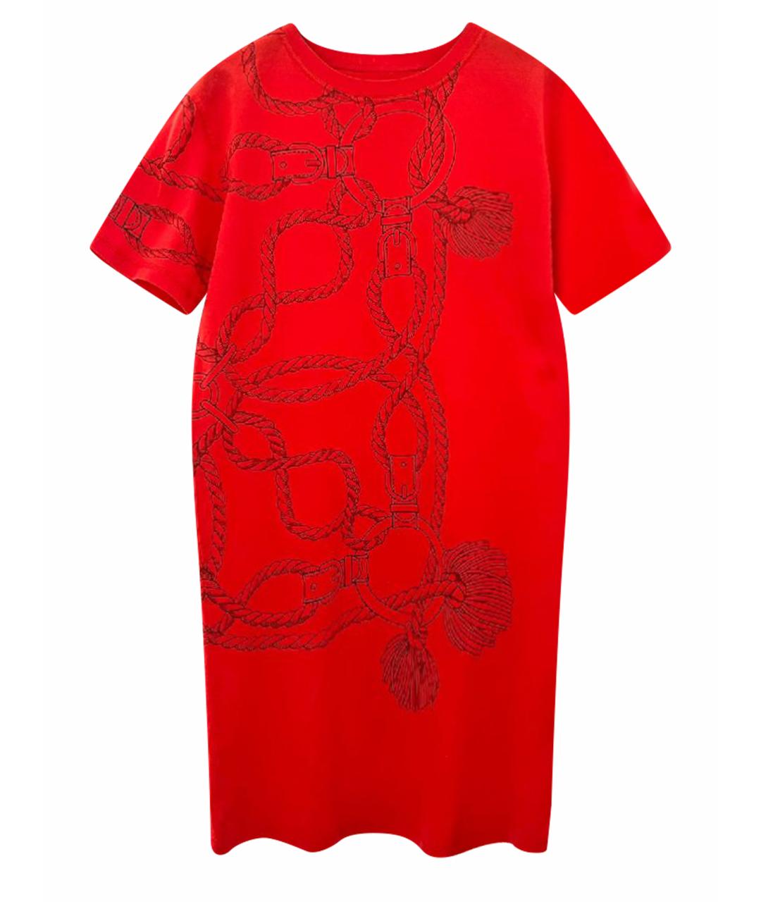 HERMES Бордовое хлопковое повседневное платье, фото 1