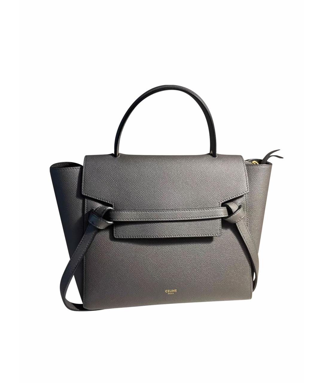 CELINE Антрацитовая кожаная сумка с короткими ручками, фото 1