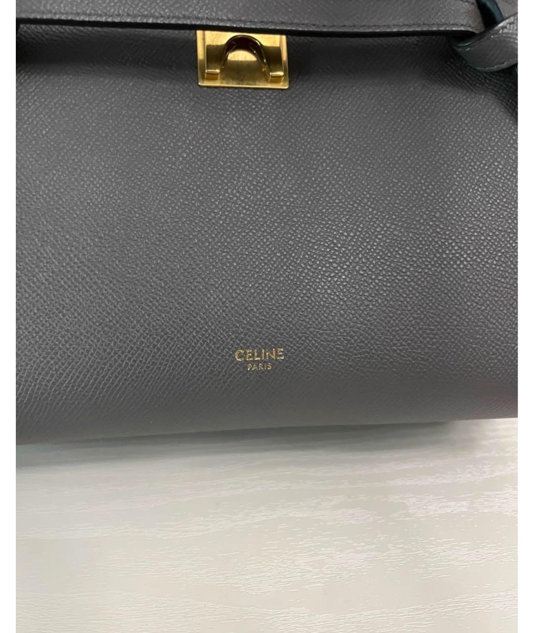 CELINE Антрацитовая кожаная сумка с короткими ручками, фото 5