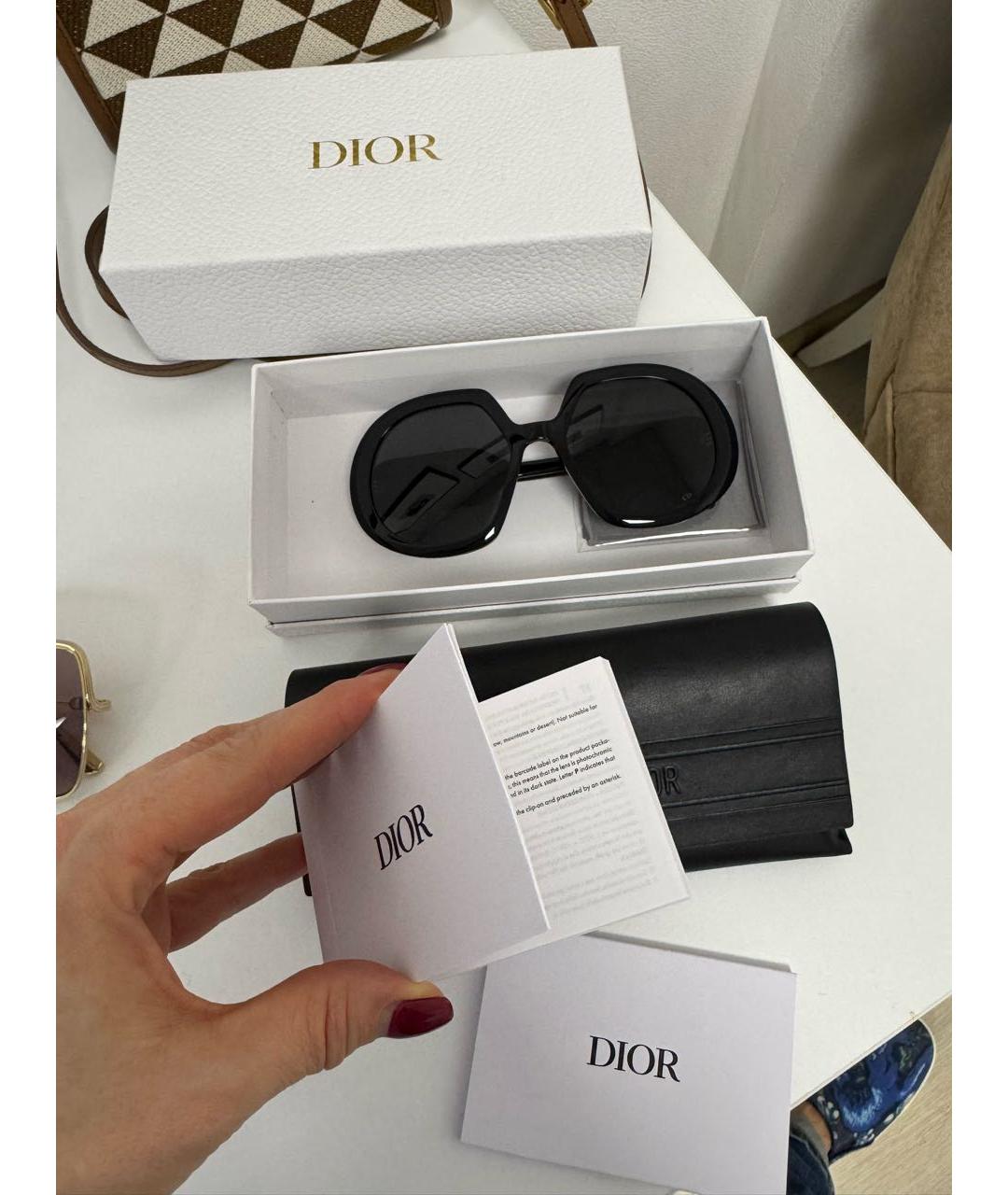 CHRISTIAN DIOR Черные пластиковые солнцезащитные очки, фото 4