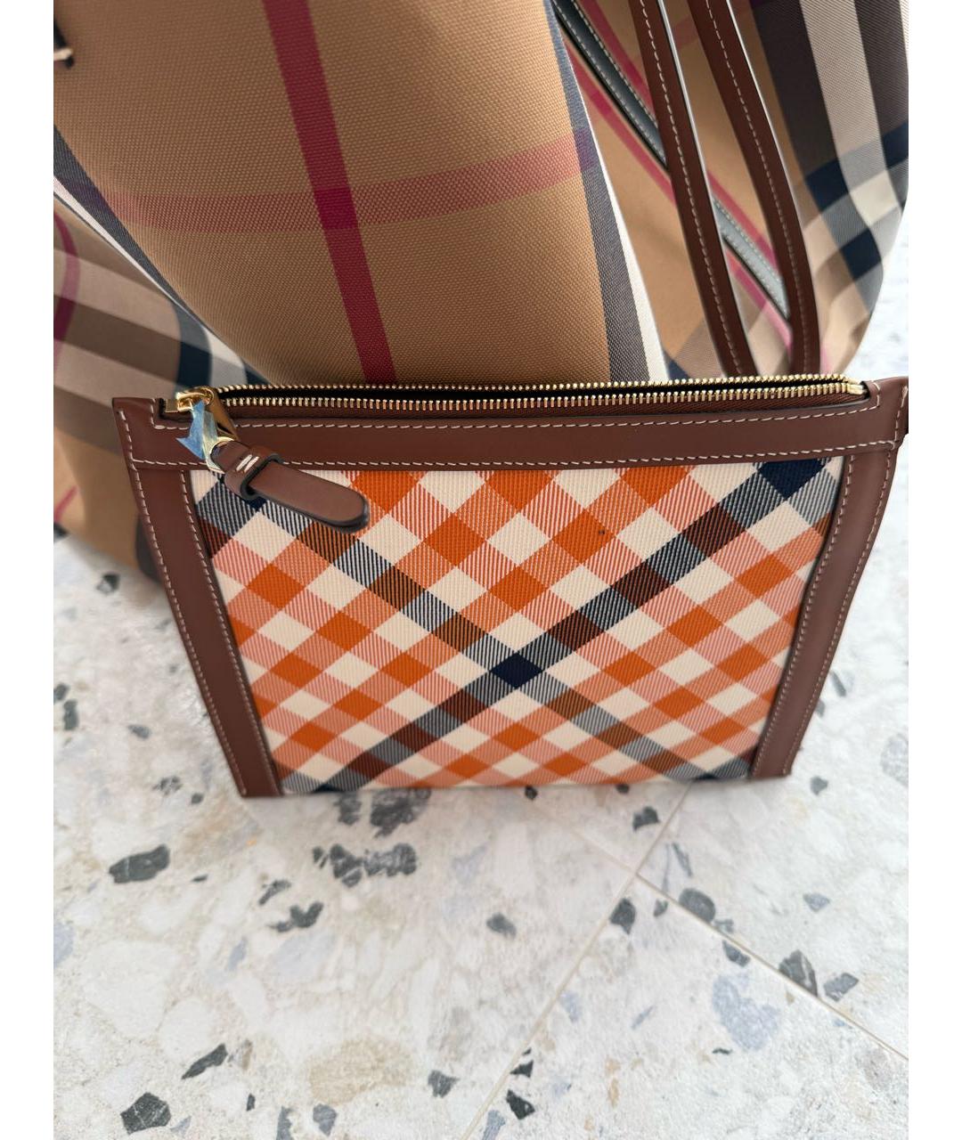 BURBERRY Коричневая тканевая сумка тоут, фото 8