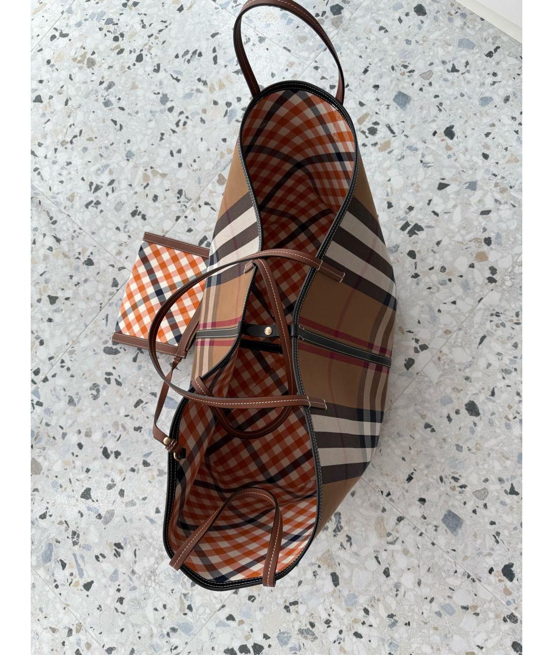 BURBERRY Коричневая тканевая сумка тоут, фото 4