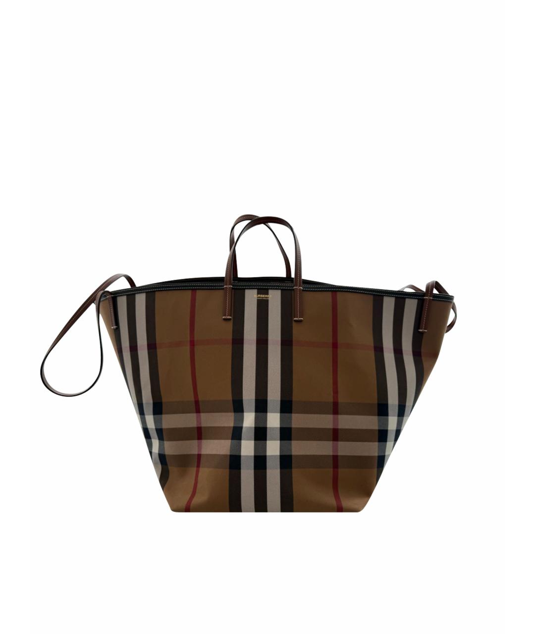 BURBERRY Коричневая тканевая сумка тоут, фото 1