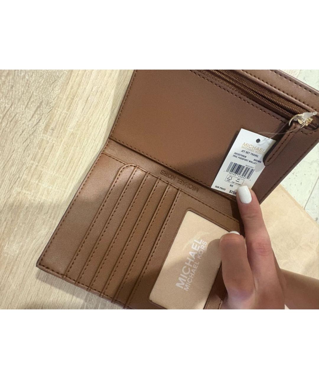 MICHAEL KORS Коричневый кожаный кошелек, фото 5