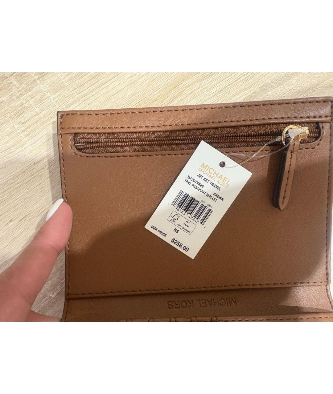 MICHAEL KORS Коричневый кожаный кошелек, фото 3