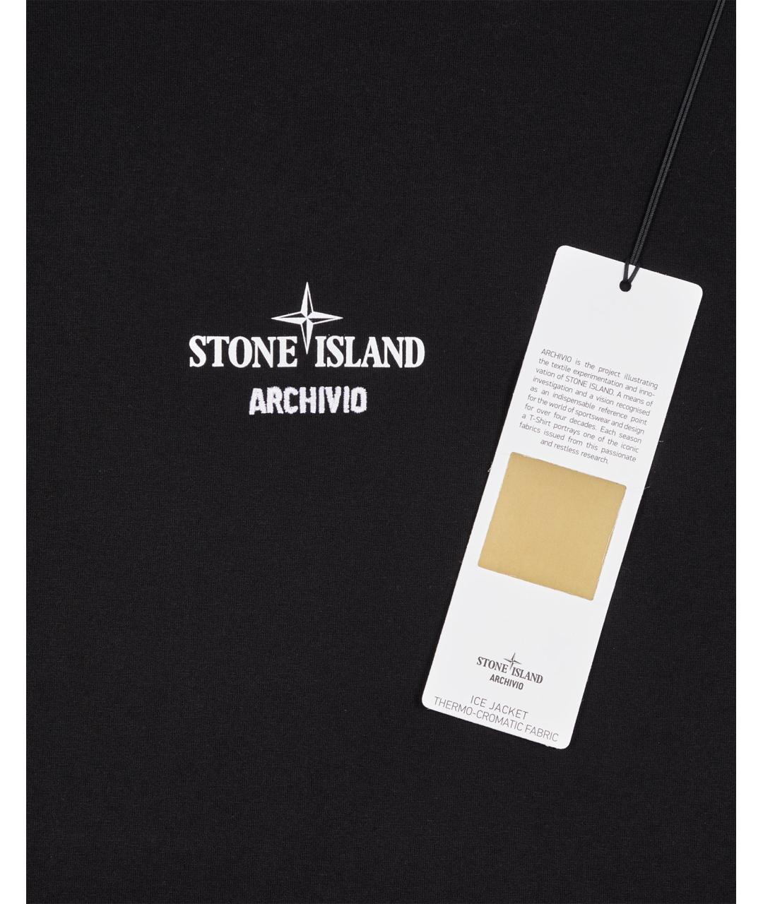 STONE ISLAND Черная хлопковая футболка, фото 4