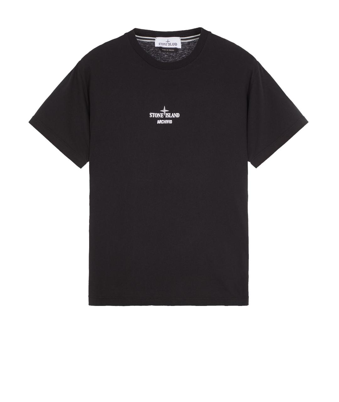 STONE ISLAND Черная хлопковая футболка, фото 1