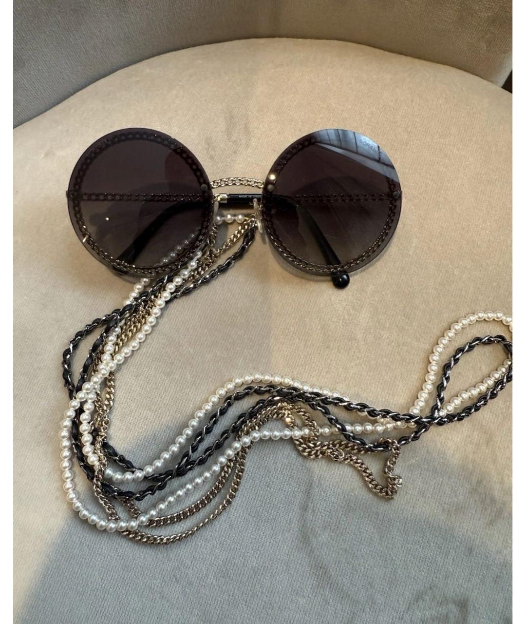 CHANEL Антрацитовые металлические солнцезащитные очки, фото 2
