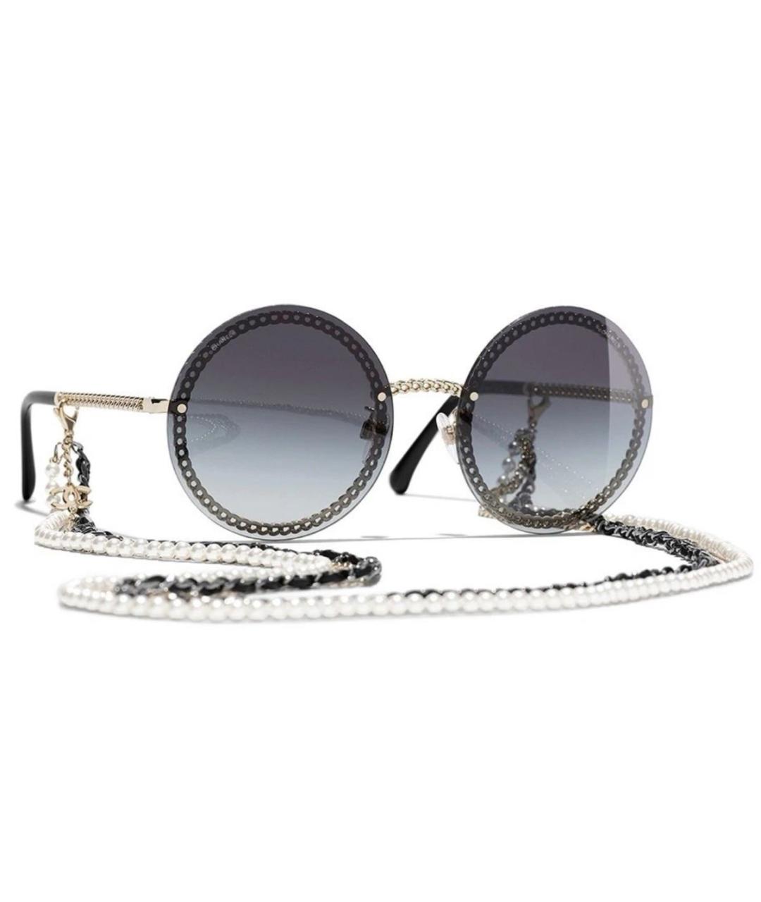 CHANEL Антрацитовые металлические солнцезащитные очки, фото 1
