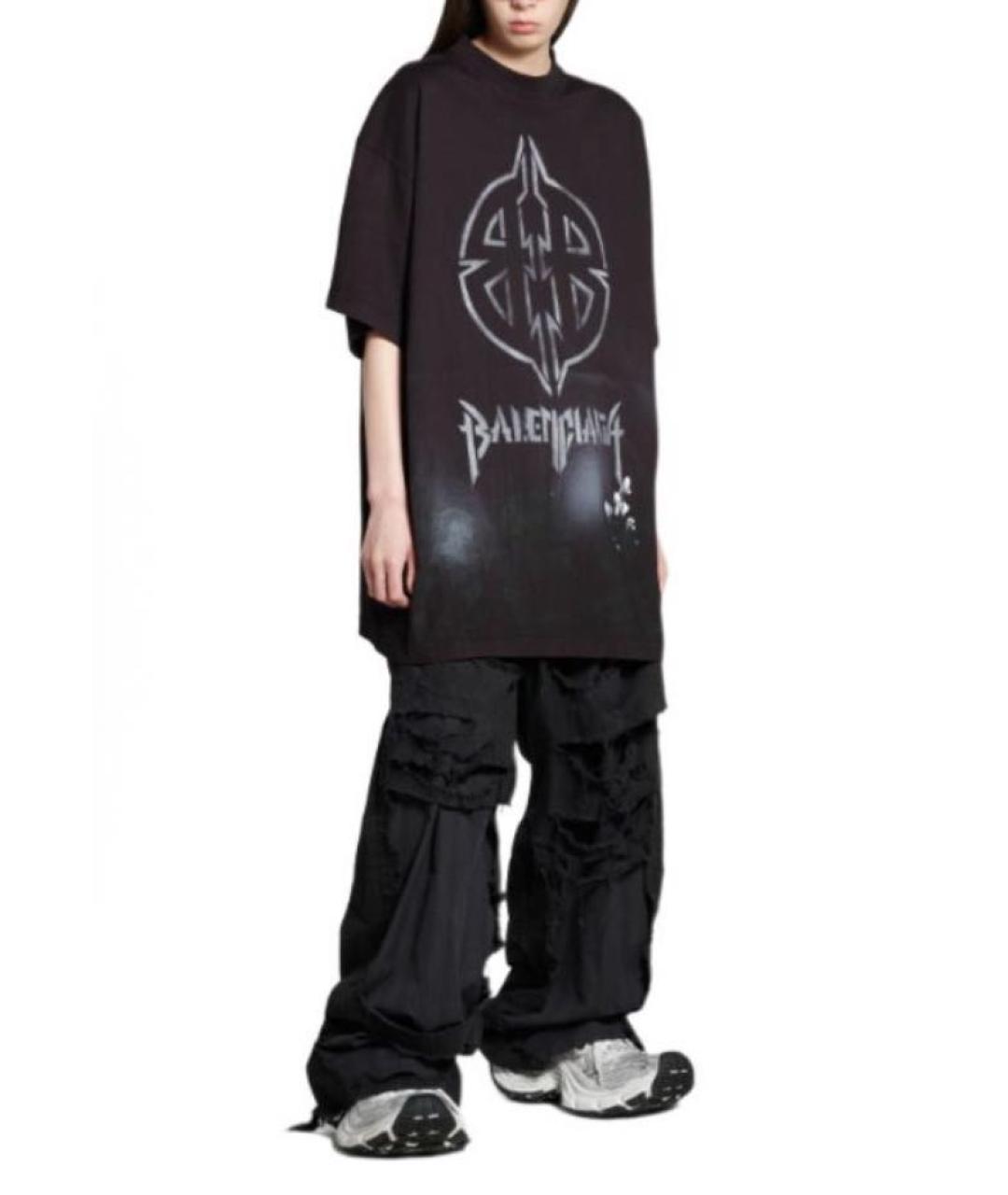 BALENCIAGA Черная хлопковая футболка, фото 7