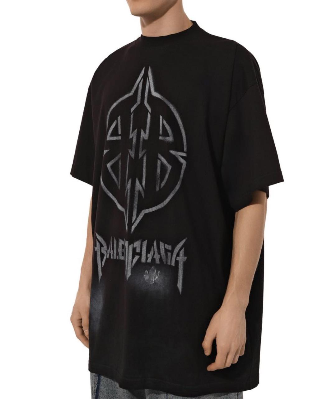 BALENCIAGA Черная хлопковая футболка, фото 5