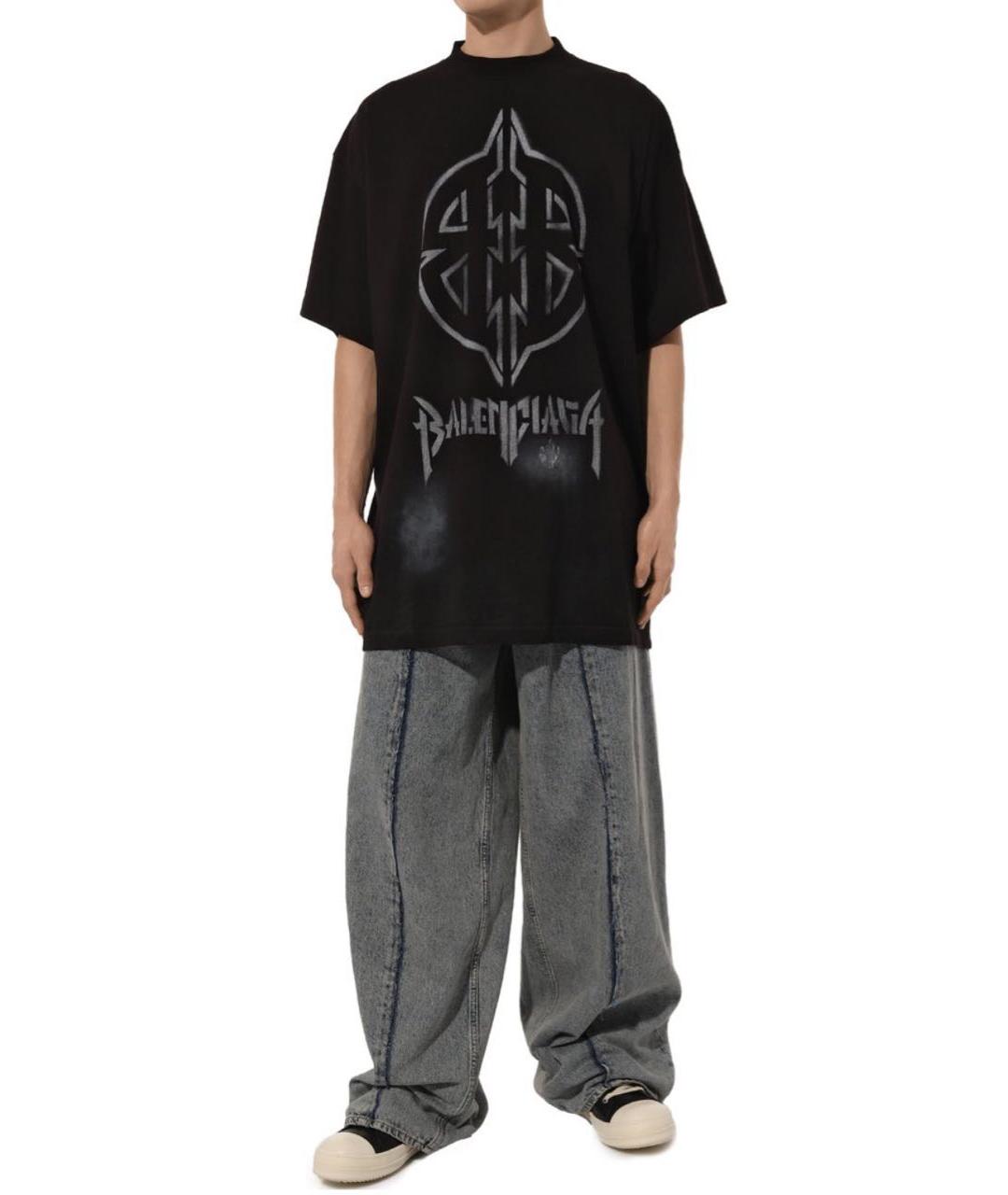 BALENCIAGA Черная хлопковая футболка, фото 4