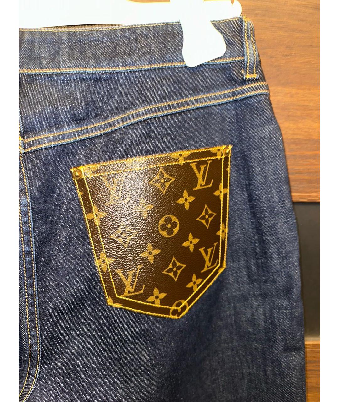 LOUIS VUITTON Темно-синие хлопковые прямые джинсы, фото 3