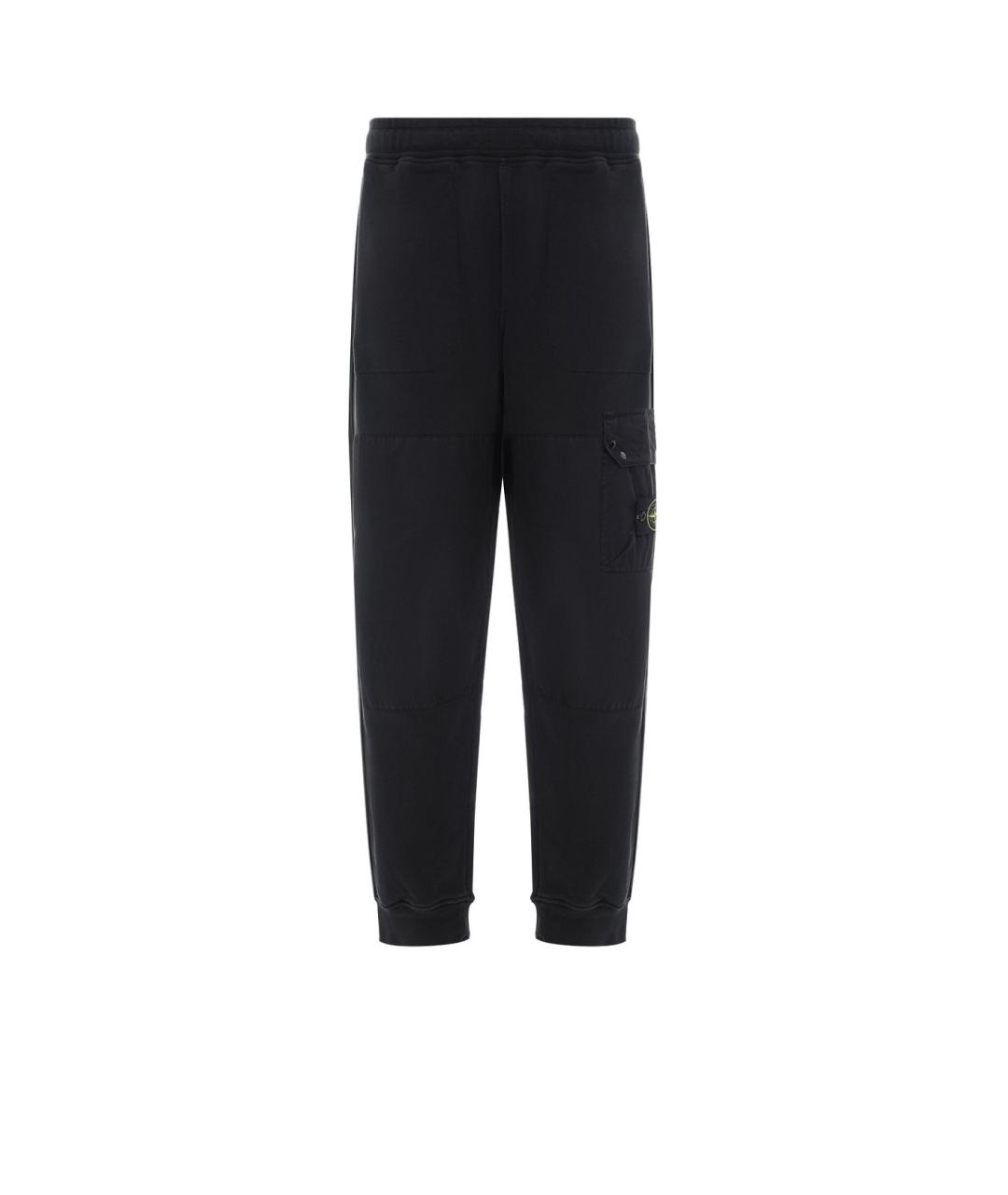 STONE ISLAND Черные хлопковые повседневные брюки, фото 1