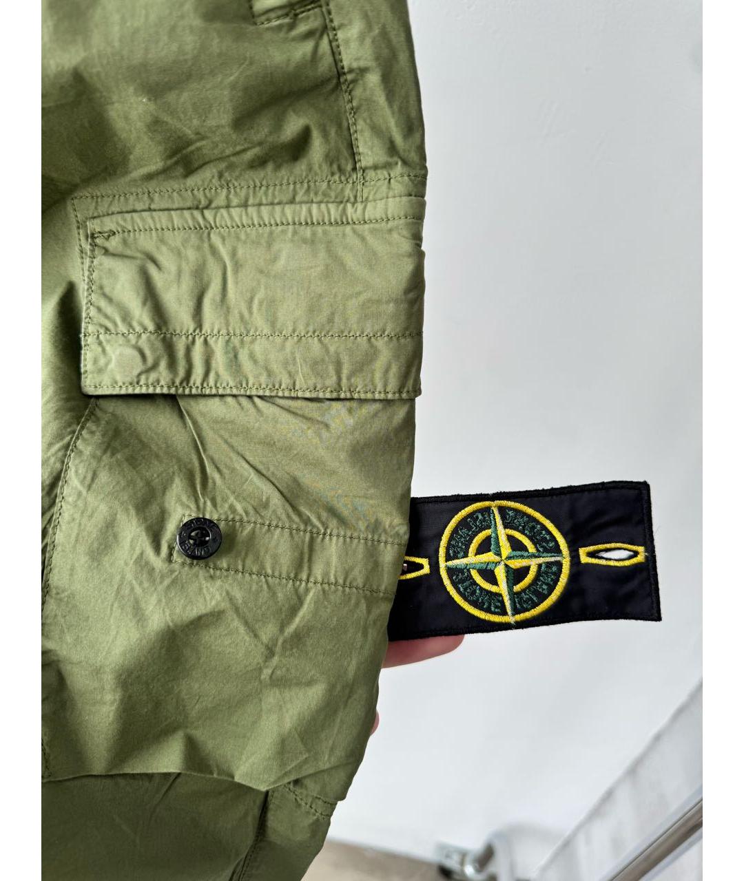 STONE ISLAND Зеленые хлопковые повседневные брюки, фото 5