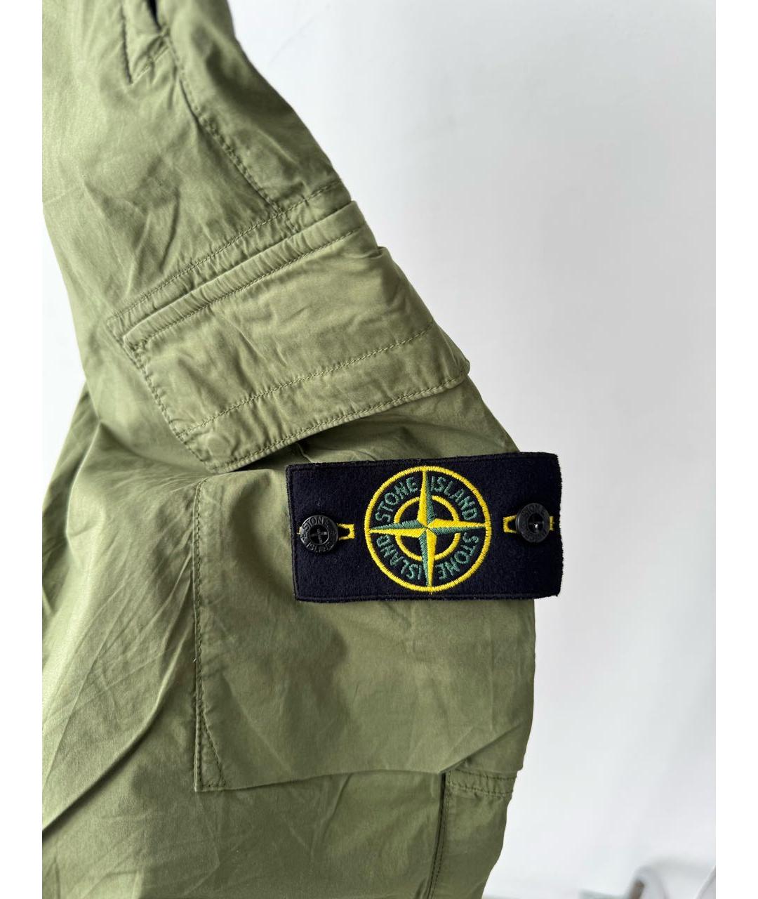 STONE ISLAND Зеленые хлопковые повседневные брюки, фото 4