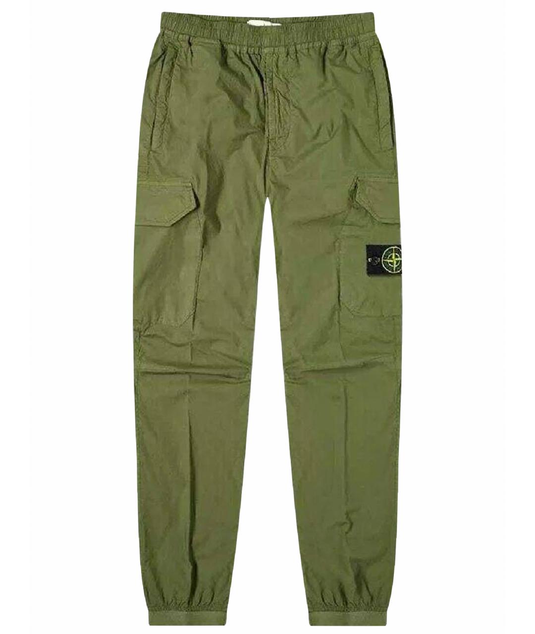 STONE ISLAND Зеленые хлопковые повседневные брюки, фото 1