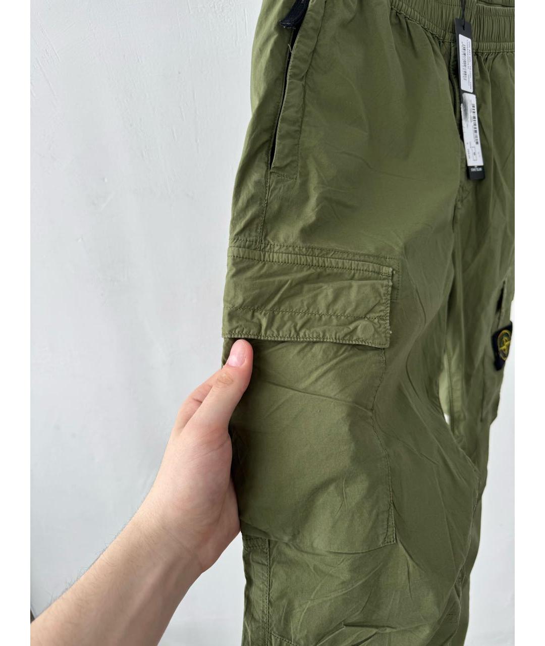 STONE ISLAND Зеленые хлопковые повседневные брюки, фото 7