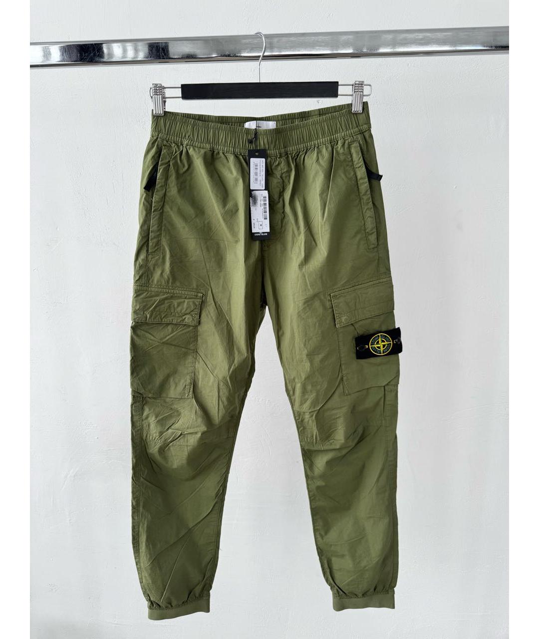 STONE ISLAND Зеленые хлопковые повседневные брюки, фото 9