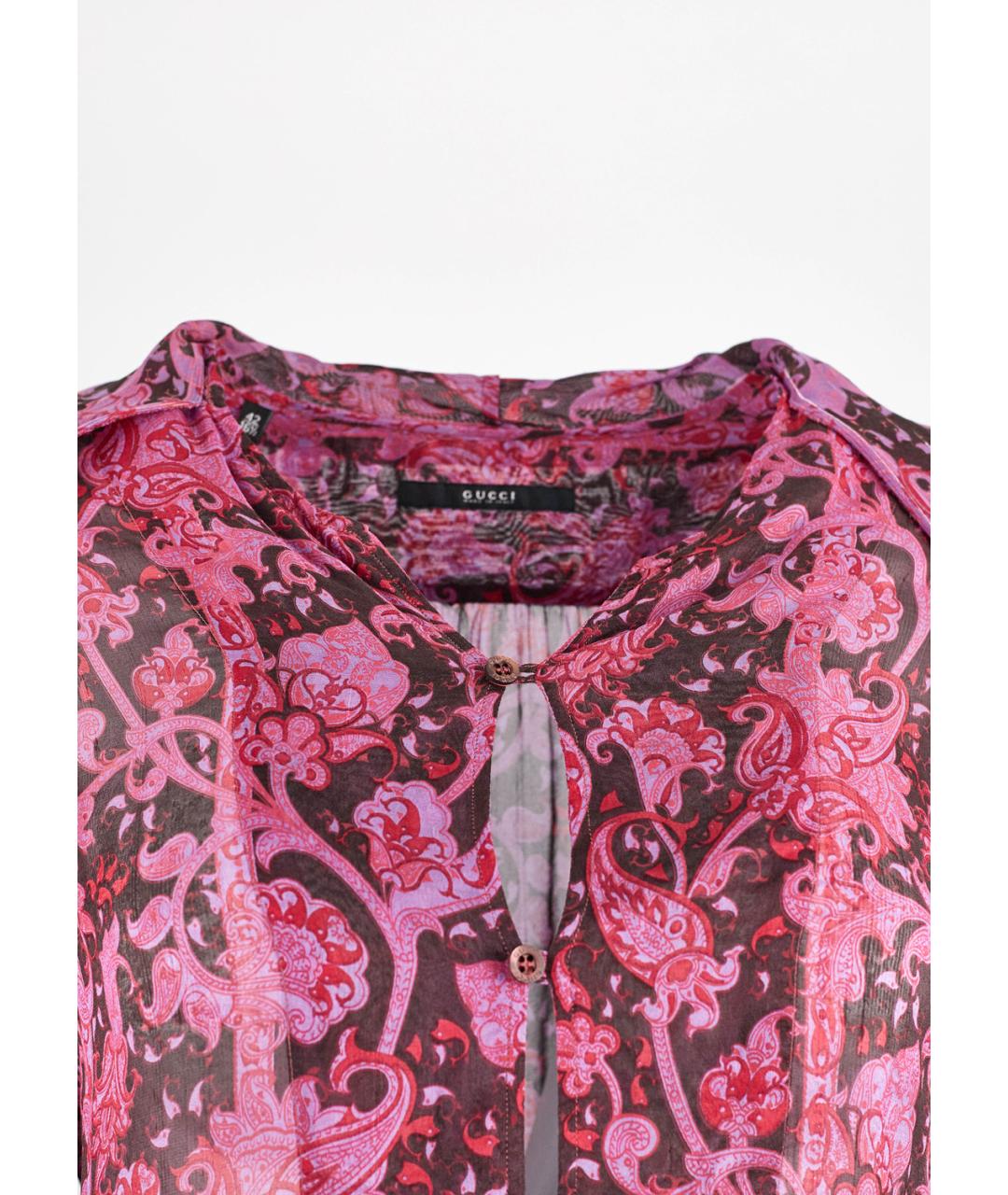 GUCCI Фуксия шелковая блузы, фото 3