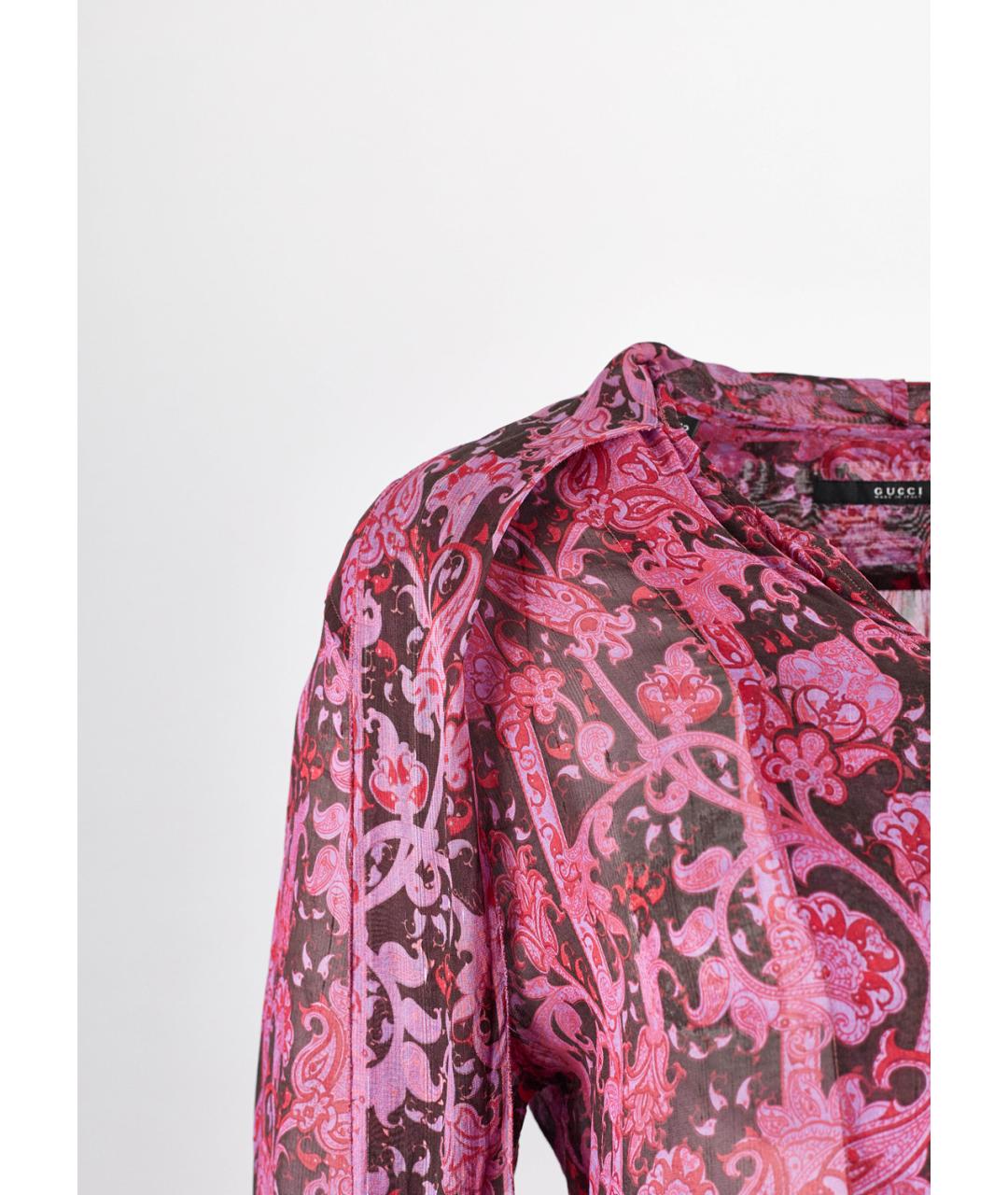 GUCCI Фуксия шелковая блузы, фото 2
