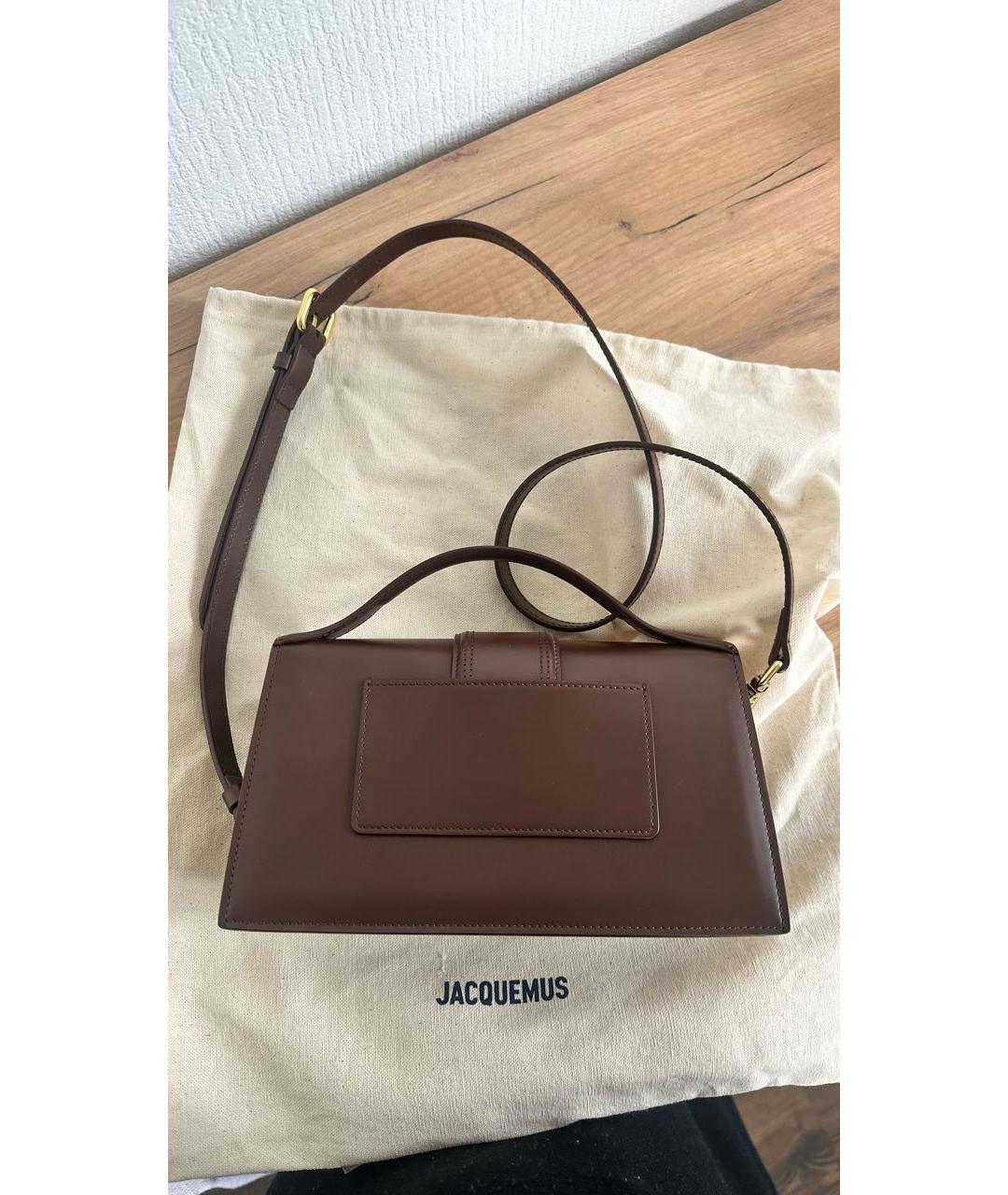 JACQUEMUS Коричневая кожаная сумка с короткими ручками, фото 4